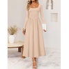 image:imageZESICA Fall Long Sleeve Dress for Women 2026 Elegant Classy Midi DressesSand