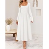 image:imageZESICA Fall Long Sleeve Dress for Women 2026 Elegant Classy Midi DressesWhite