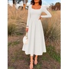 image:imageZESICA Fall Long Sleeve Dress for Women 2026 Elegant Classy Midi DressesWhite