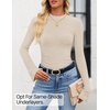 image:imageZESICA Mock Neck Long Sleeve Business Casual Shirts for Women 2026Apricot