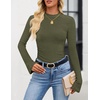 image:imageZESICA Mock Neck Long Sleeve Business Casual Shirts for Women 2026Armygreen