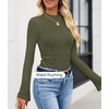 image:imageZESICA Mock Neck Long Sleeve Business Casual Shirts for Women 2026Armygreen