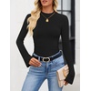 image:imageZESICA Mock Neck Long Sleeve Business Casual Shirts for Women 2026Black