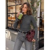image:imageZESICA Mock Neck Long Sleeve Business Casual Shirts for Women 2026Dark Grey