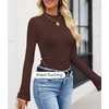 image:imageZESICA Mock Neck Long Sleeve Business Casual Shirts for Women 2026Darkbrown