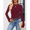 image:imageZESICA Mock Neck Long Sleeve Business Casual Shirts for Women 2026Wine