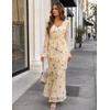 image:imageZESICA Wedding Guest Dresses for Women Fall Long Sleeve Floral Maxi DressBeige