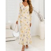 image:imageZESICA Wedding Guest Dresses for Women Fall Long Sleeve Floral Maxi DressBeige