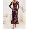 image:imageZESICA Wedding Guest Dresses for Women Fall Long Sleeve Floral Maxi DressBlack Rose