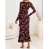 image:imageZESICA Wedding Guest Dresses for Women Fall Long Sleeve Floral Maxi DressBlack Rose