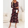 image:imageZESICA Wedding Guest Dresses for Women Fall Long Sleeve Floral Maxi DressBlack Rose