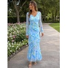 image:imageZESICA Wedding Guest Dresses for Women Fall Long Sleeve Floral Maxi DressBlue