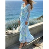 image:imageZESICA Wedding Guest Dresses for Women Fall Long Sleeve Floral Maxi DressBlue