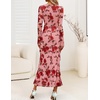 image:imageZESICA Wedding Guest Dresses for Women Fall Long Sleeve Floral Maxi DressDark Pink