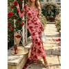 image:imageZESICA Wedding Guest Dresses for Women Fall Long Sleeve Floral Maxi DressDark Pink