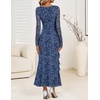 image:imageZESICA Wedding Guest Dresses for Women Fall Long Sleeve Floral Maxi DressDusty Blue