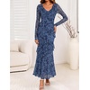 image:imageZESICA Wedding Guest Dresses for Women Fall Long Sleeve Floral Maxi DressDusty Blue