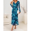 image:imageZESICA Wedding Guest Dresses for Women Fall Long Sleeve Floral Maxi DressLake