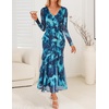 image:imageZESICA Wedding Guest Dresses for Women Fall Long Sleeve Floral Maxi DressLake