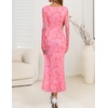 image:imageZESICA Wedding Guest Dresses for Women Fall Long Sleeve Floral Maxi DressPink