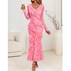 image:imageZESICA Wedding Guest Dresses for Women Fall Long Sleeve Floral Maxi DressPink