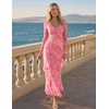 image:imageZESICA Wedding Guest Dresses for Women Fall Long Sleeve Floral Maxi DressPink