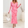 image:imageZESICA Wedding Guest Dresses for Women Fall Long Sleeve Floral Maxi DressPink