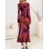 image:imageZESICA Wedding Guest Dresses for Women Fall Long Sleeve Floral Maxi DressPurple