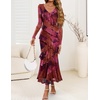 image:imageZESICA Wedding Guest Dresses for Women Fall Long Sleeve Floral Maxi DressPurple