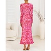 image:imageZESICA Wedding Guest Dresses for Women Fall Long Sleeve Floral Maxi DressRose