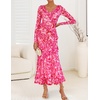 image:imageZESICA Wedding Guest Dresses for Women Fall Long Sleeve Floral Maxi DressRose