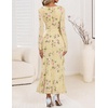 image:imageZESICA Wedding Guest Dresses for Women Fall Long Sleeve Floral Maxi DressYellow