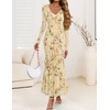image:imageZESICA Wedding Guest Dresses for Women Fall Long Sleeve Floral Maxi DressYellow