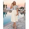 image:imageZESICA Women Striped Crewneck Short Sleeve Elegant Midi DressBeige