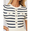 image:imageZESICA Women Striped Crewneck Short Sleeve Elegant Midi DressBeige