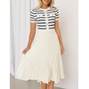 image:imageZESICA Women Striped Crewneck Short Sleeve Elegant Midi DressBeige
