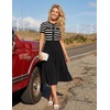 image:imageZESICA Women Striped Crewneck Short Sleeve Elegant Midi DressBlack