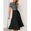 image:imageZESICA Women Striped Crewneck Short Sleeve Elegant Midi DressBlack