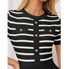 image:imageZESICA Women Striped Crewneck Short Sleeve Elegant Midi DressBlack