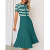 image:imageZESICA Women Striped Crewneck Short Sleeve Elegant Midi DressDarkgreen
