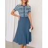image:imageZESICA Women Striped Crewneck Short Sleeve Elegant Midi DressDusty Blue