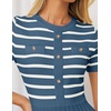 image:imageZESICA Women Striped Crewneck Short Sleeve Elegant Midi DressDusty Blue