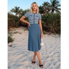 image:imageZESICA Women Striped Crewneck Short Sleeve Elegant Midi DressDusty Blue