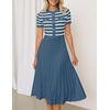 image:imageZESICA Women Striped Crewneck Short Sleeve Elegant Midi DressDusty Blue