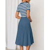 image:imageZESICA Women Striped Crewneck Short Sleeve Elegant Midi DressDusty Blue