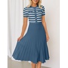 image:imageZESICA Women Striped Crewneck Short Sleeve Elegant Midi DressDusty Blue