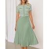 image:imageZESICA Women Striped Crewneck Short Sleeve Elegant Midi DressLight Green