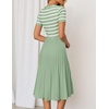 image:imageZESICA Women Striped Crewneck Short Sleeve Elegant Midi DressLight Green