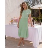 image:imageZESICA Women Striped Crewneck Short Sleeve Elegant Midi DressLight Green