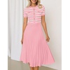 image:imageZESICA Women Striped Crewneck Short Sleeve Elegant Midi DressPink